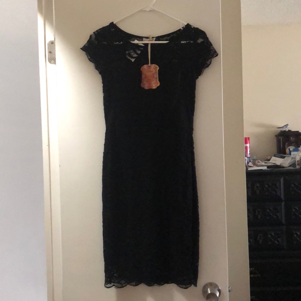 Black lace lined dress